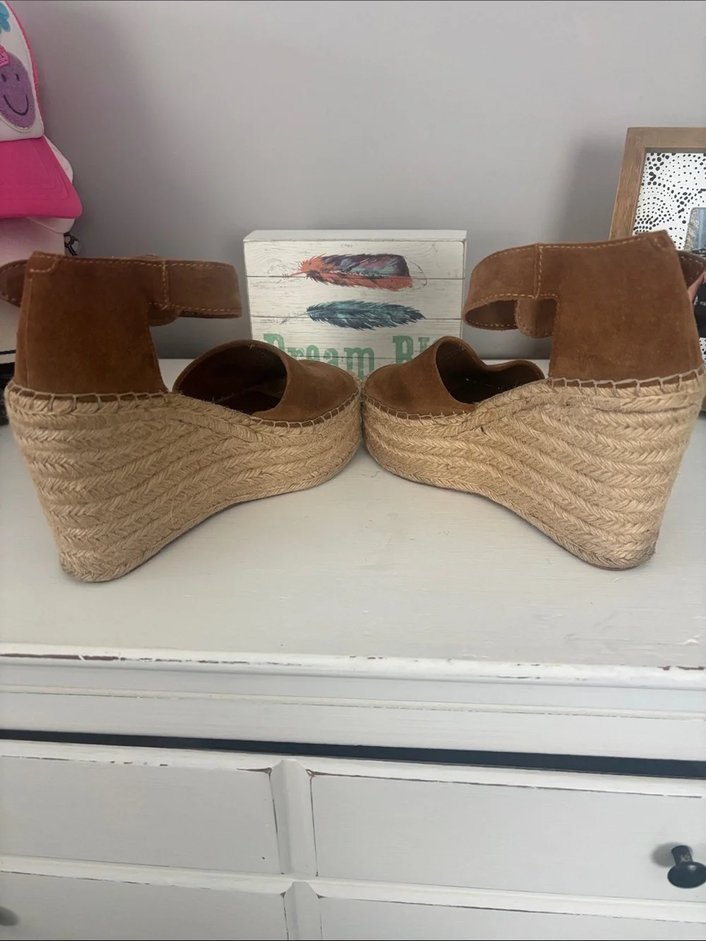 Marc Fisher Brown Suede Espadrille Wedge Sandals Size 7